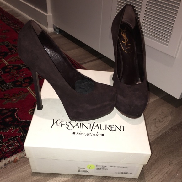 Yves Saint Laurent Shoes - Ysl chocolate brown suede tribute pump